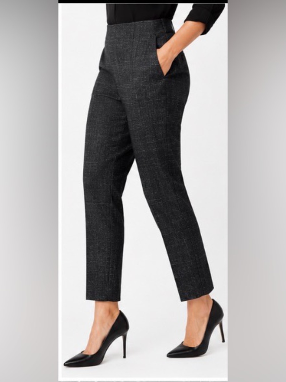 DKNY Gramercy High Waist Slim Ankle Pants Black Plaid NWT Size 16